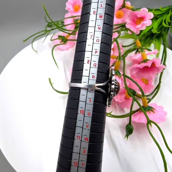 Tigers Eye Cabuchon Style Stone 925 Sterling Silver Plated Vintage Ring Size 9 - Picture 4 of 4